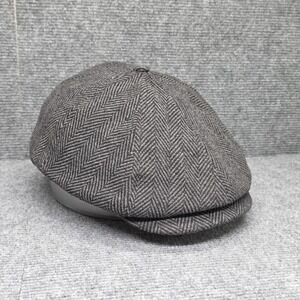 Biltmore Newsboy Hat Flat Cap Fitted Mens Large Gray Tweed Herringbone Lined